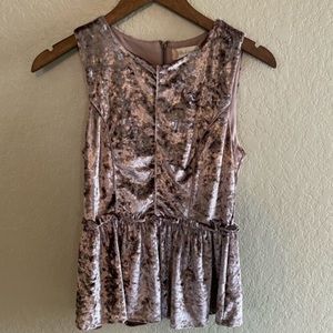Altar’d State Dusty Pink Velvet Peplum top - Sz L